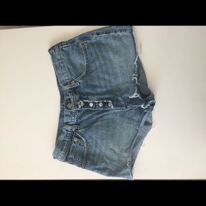 Levi 501 high waisted denim shorts